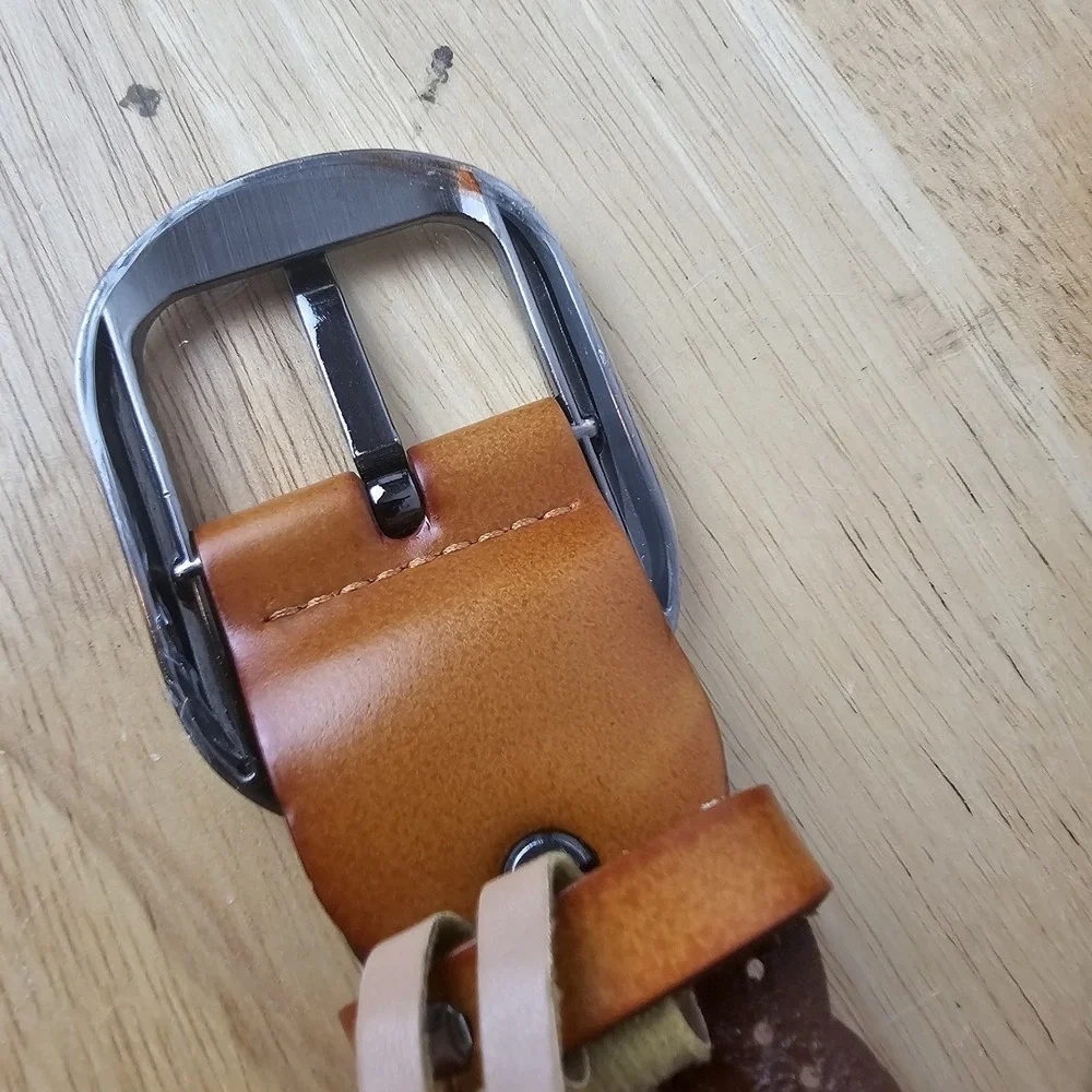 Women's Genuine Leather Belt Brown Embossed‎ Floral Pattern Fits 46 - 51